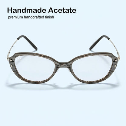 PERKEY Small Full Rim Oval Stone Grey Eyeglass Frame For Women- OPTL0025-C2