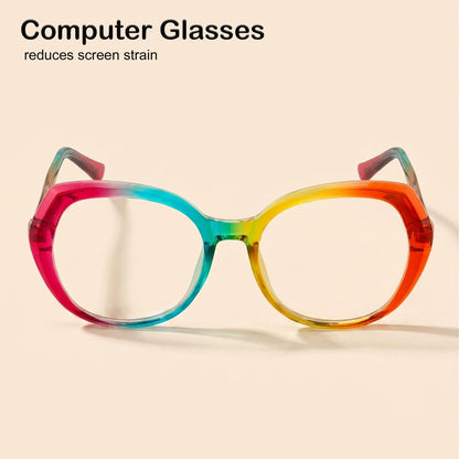 PERKEY Full Rim Oval Multicolor Blue Cut Spectacles Frames Women - OPTL004-C2