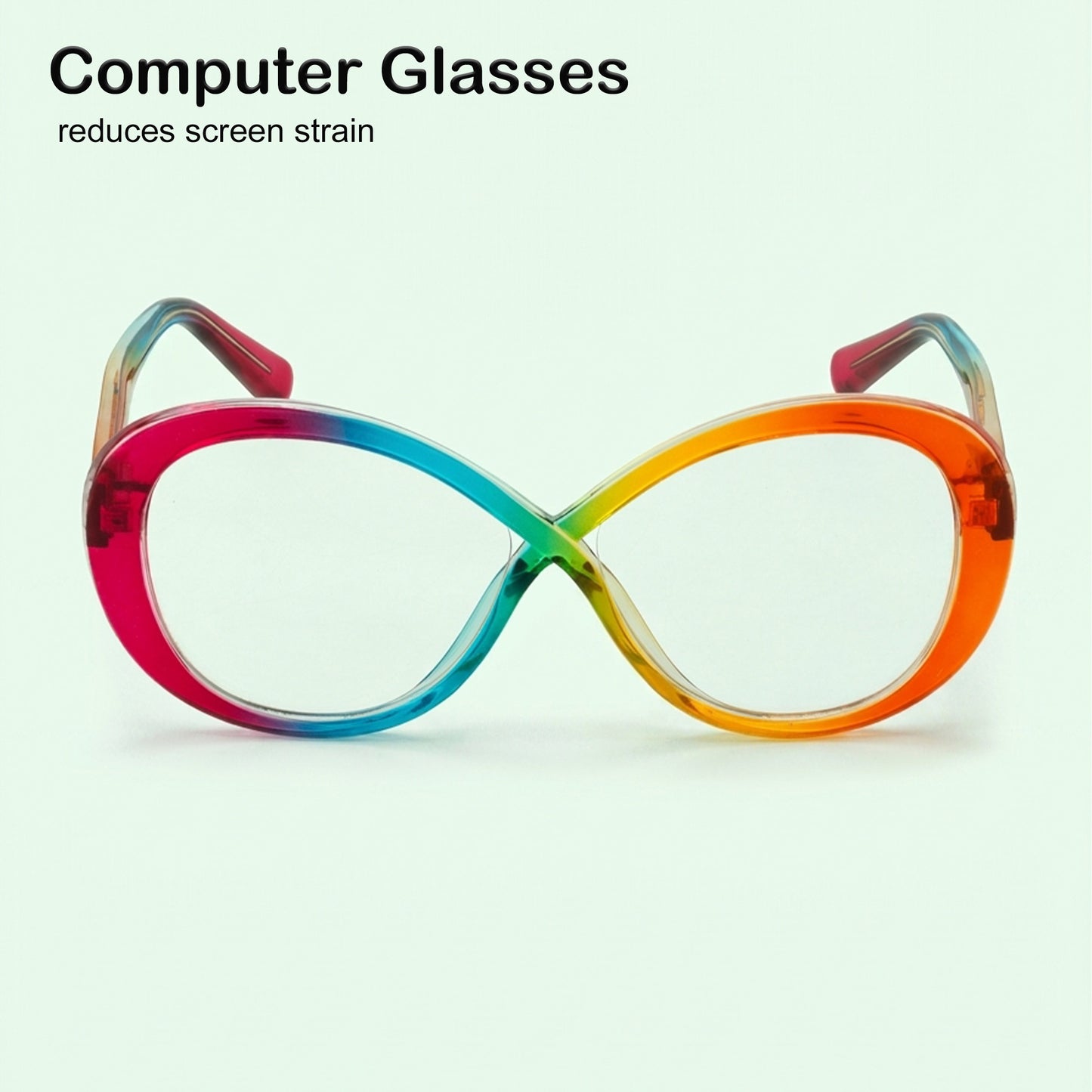 PERKEY Full Rim Oval-Oversized Computer Glasses For Eye Protection Spectacles Frames Men Women - OPTL0013-C4