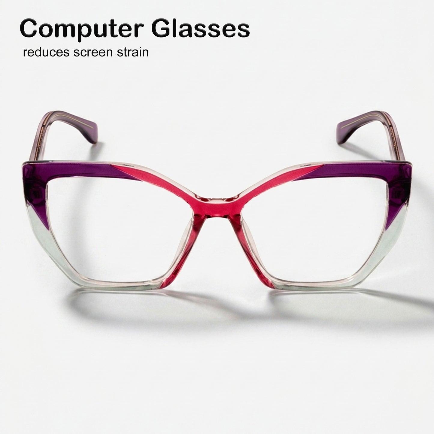 PERKEY Full Rim Square-Cat Eye Blue Light Blocking glasses Spectacles Frames Women - OPTL0011-C3