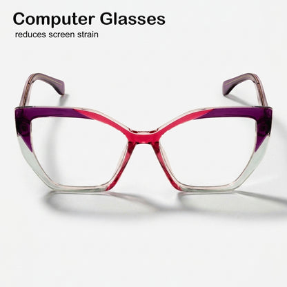 PERKEY Full Rim Square-Cat Eye Blue Light Blocking glasses Spectacles Frames Women - OPTL0011-C3