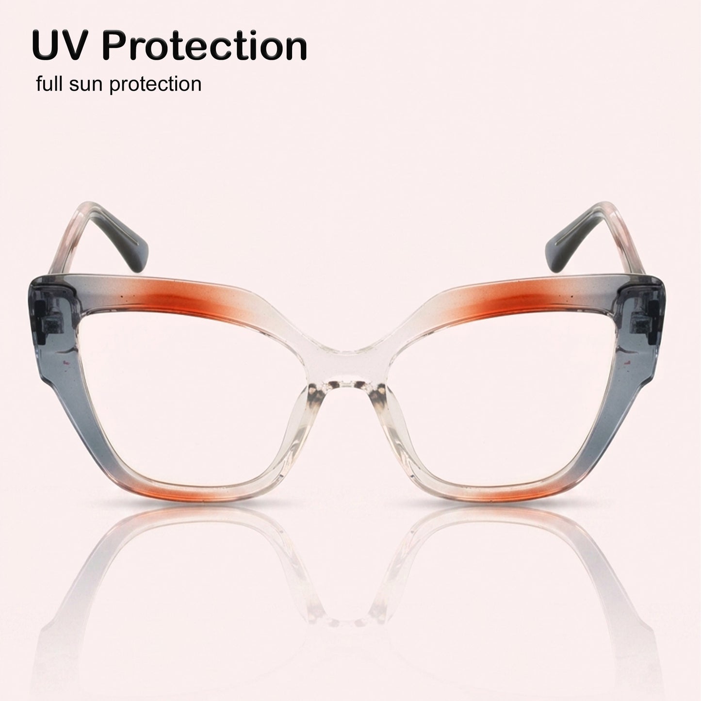 PERKEY Full Rim Cat Eye-Oversized Transparent Blue Cut Eyeglasses Women - OPTL001-C2