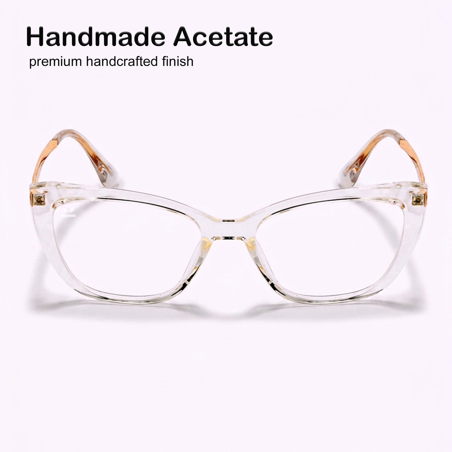 PERKEY Cat Eye Bold Glossy Transparent Spectacle Frame For Women - OPTL0024-C2