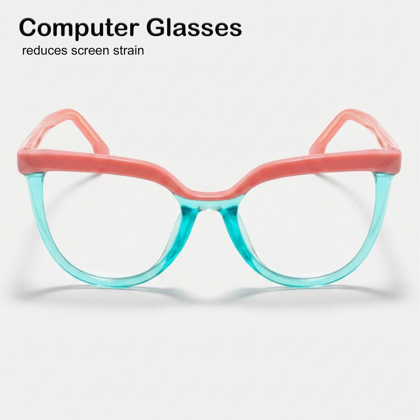 PERKEY Full Rim Oversized-Cat Eye Blue Light Blocking Computer Glasses For Women - OPTL006-C3
