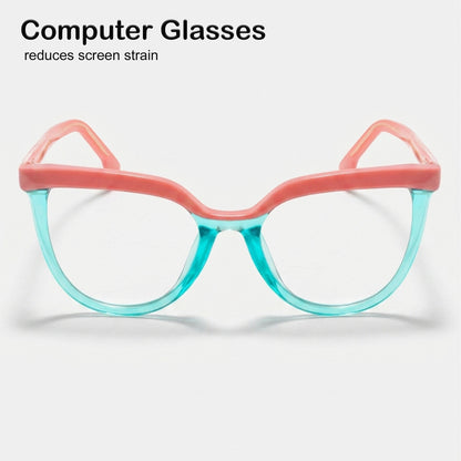 PERKEY Full Rim Oversized-Cat Eye Blue Light Blocking Computer Glasses For Women - OPTL006-C3