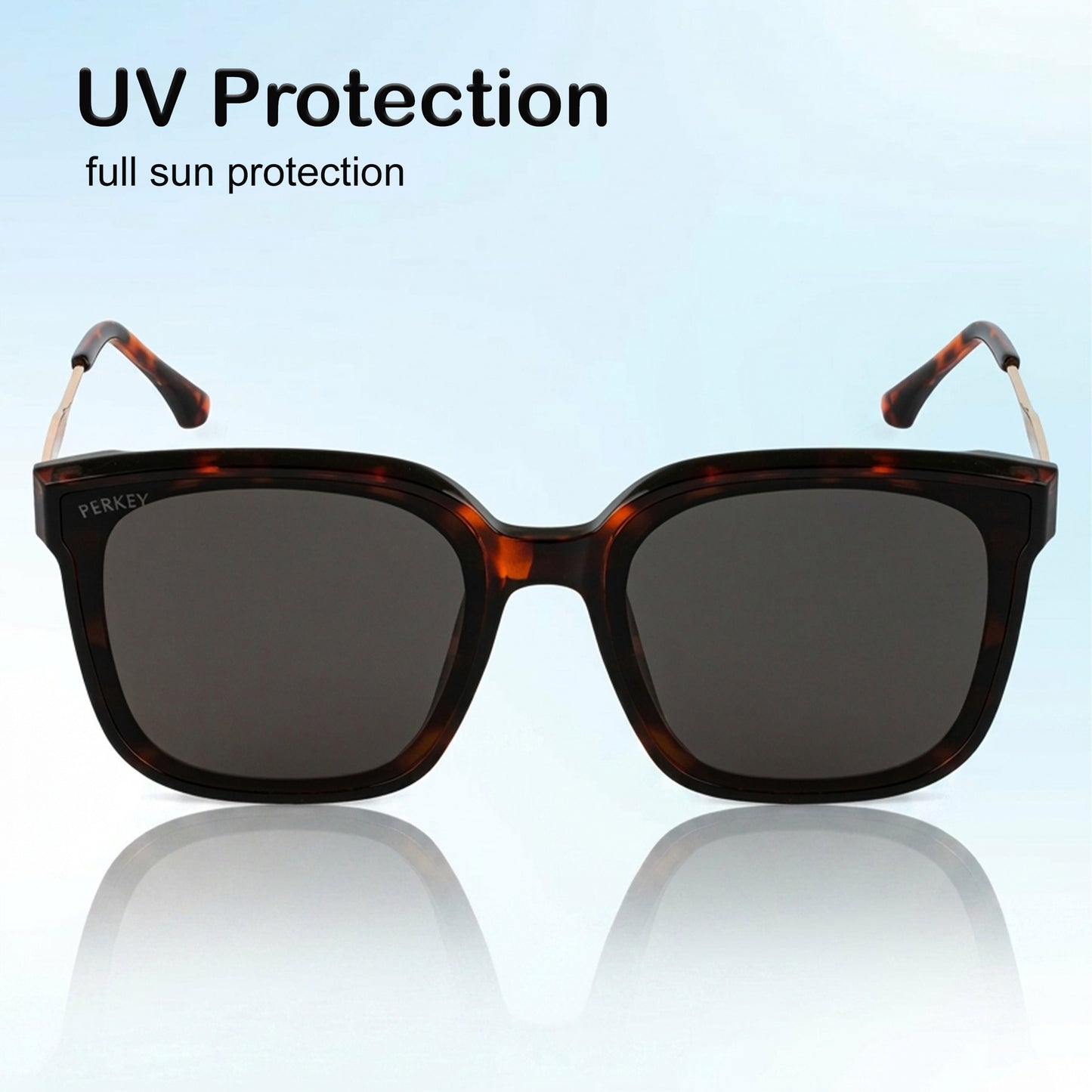 PERKEY Square-Oversized Black UV Protected Chasma Shades Men Women - PRKY0013-C3
