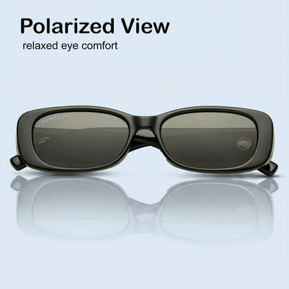 PERKEY Rectangle Black UV Protected Polarized Sunglasses Men & Women - PRKY006-C1