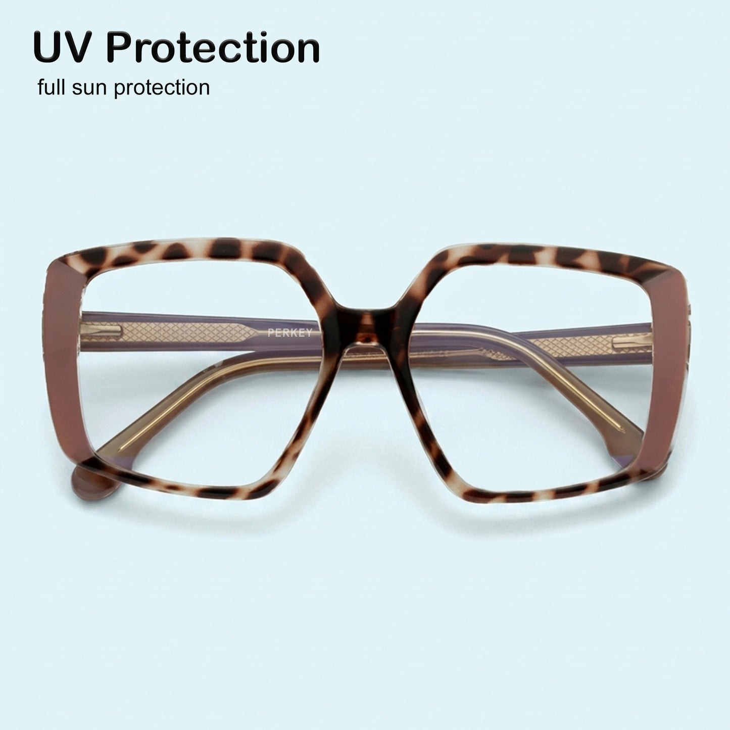 PERKEY Full Rim Square-Oversized  Blue Cut Spectacles Frames Men Women - OPTL007-C2