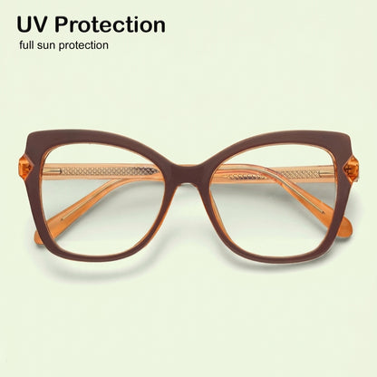 PERKEY Full Rim Cat Eye-Oversized Computer Glasses For Eye Protection Women - OPTL005-C1