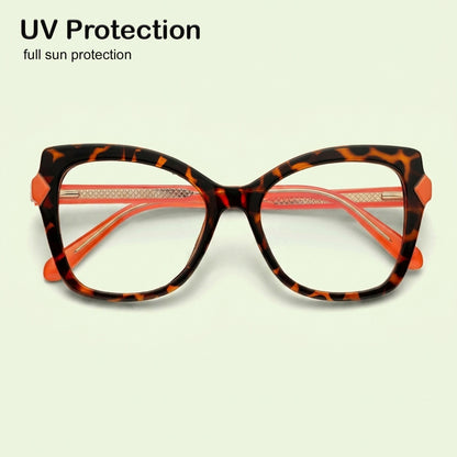 PERKEY Full Rim Cat Eye-Oversized Blue Block Spectacles Frames For Women - OPTL005-C3