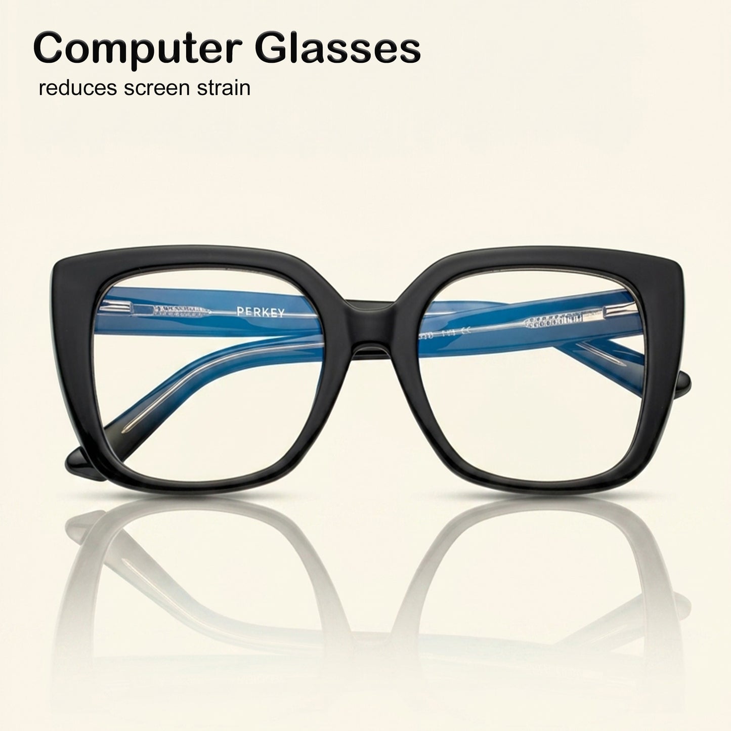 PERKEY Full Rim Square-Oversized Computer Glasses For Men Women - OPTL002-C1