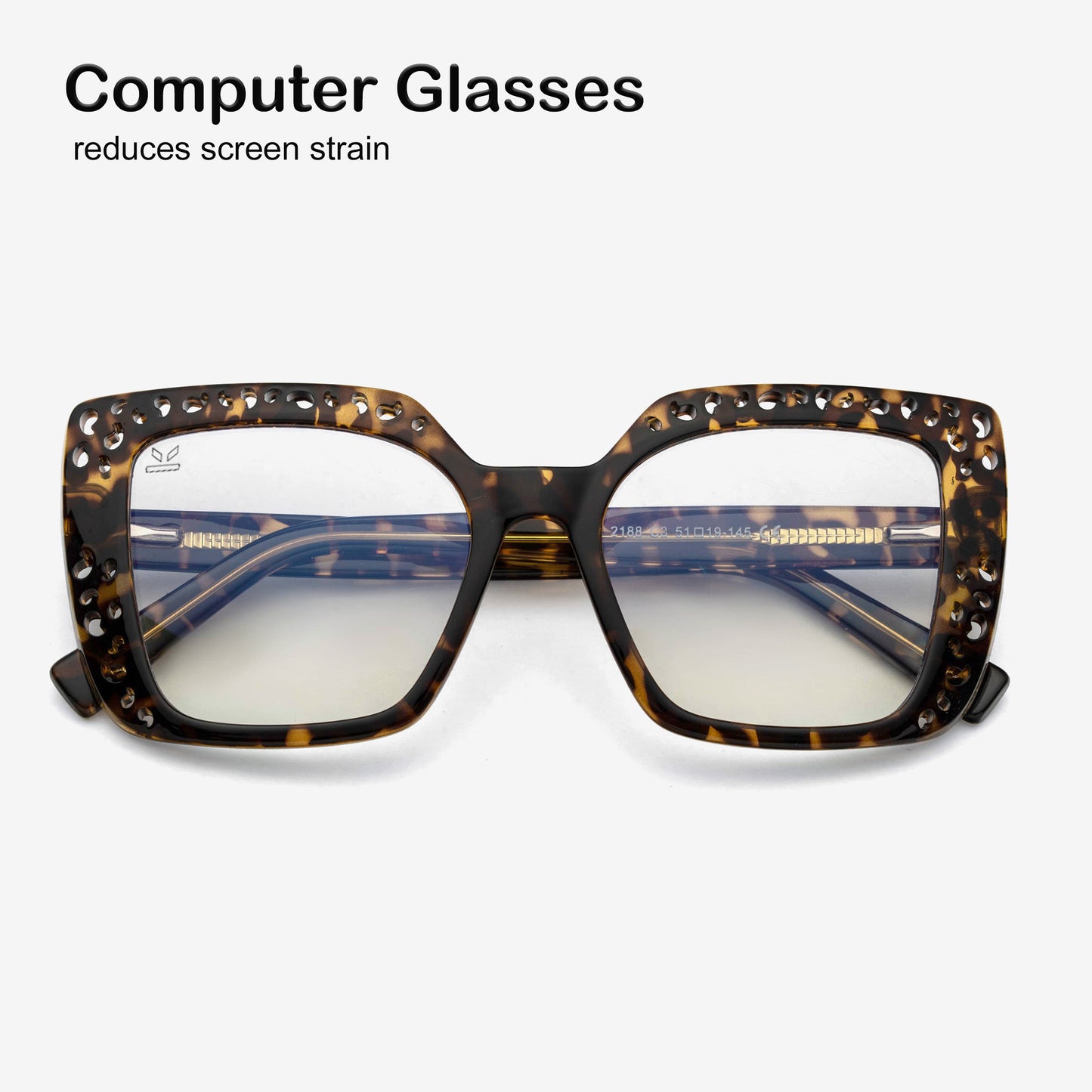 PERKEY Square Full Rim Blue Cut Light Glasses for Women - OPTL0020-C2