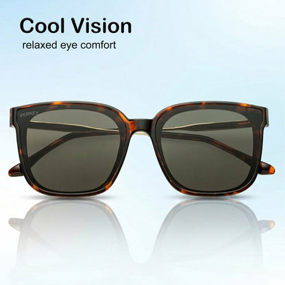 PERKEY Square-Oversized Black UV Protected Chasma Shades Men Women - PRKY0013-C3