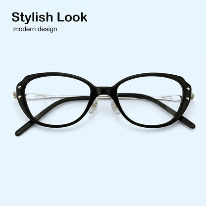 PERKEY Full Rim Oval Black Eyeglass Frame For Women  - OPTL0025-C1