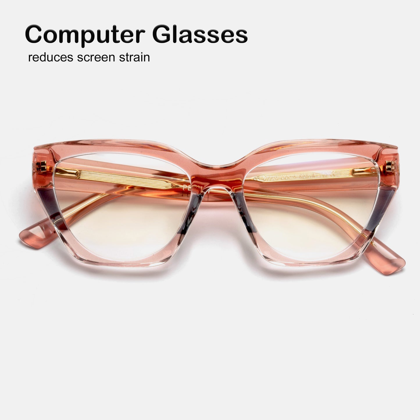 PERKEY Full Rim Cat Eye Blue Light Cut & Antiglare Computer Eyeglasses For Women | Bold Style | - OPTL0017-C2