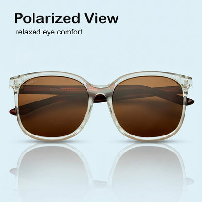 PERKEY Square Brown UV Protected Polarized Sunglasses Men Women - PRKY008-C2