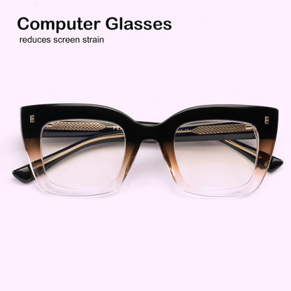 PERKEY Full Rim Retro Square Blue Light Cut & Antiglare Computer Eyeglasses For Women | Bold Style | - OPTL0016-C2