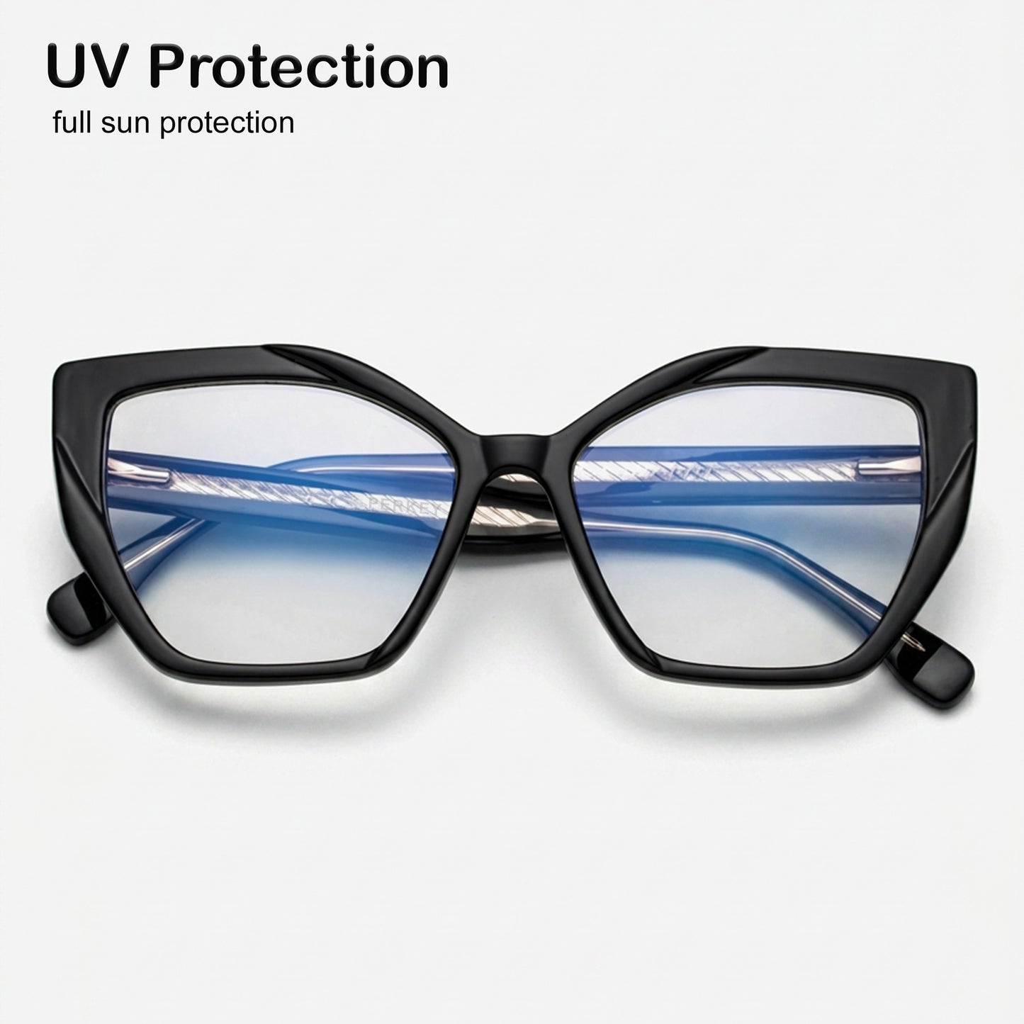 PERKEY Full Rim Square-Cat Eye Computer Glasses For Eye Protection Spectacles Frames Women - OPTL0011-C1