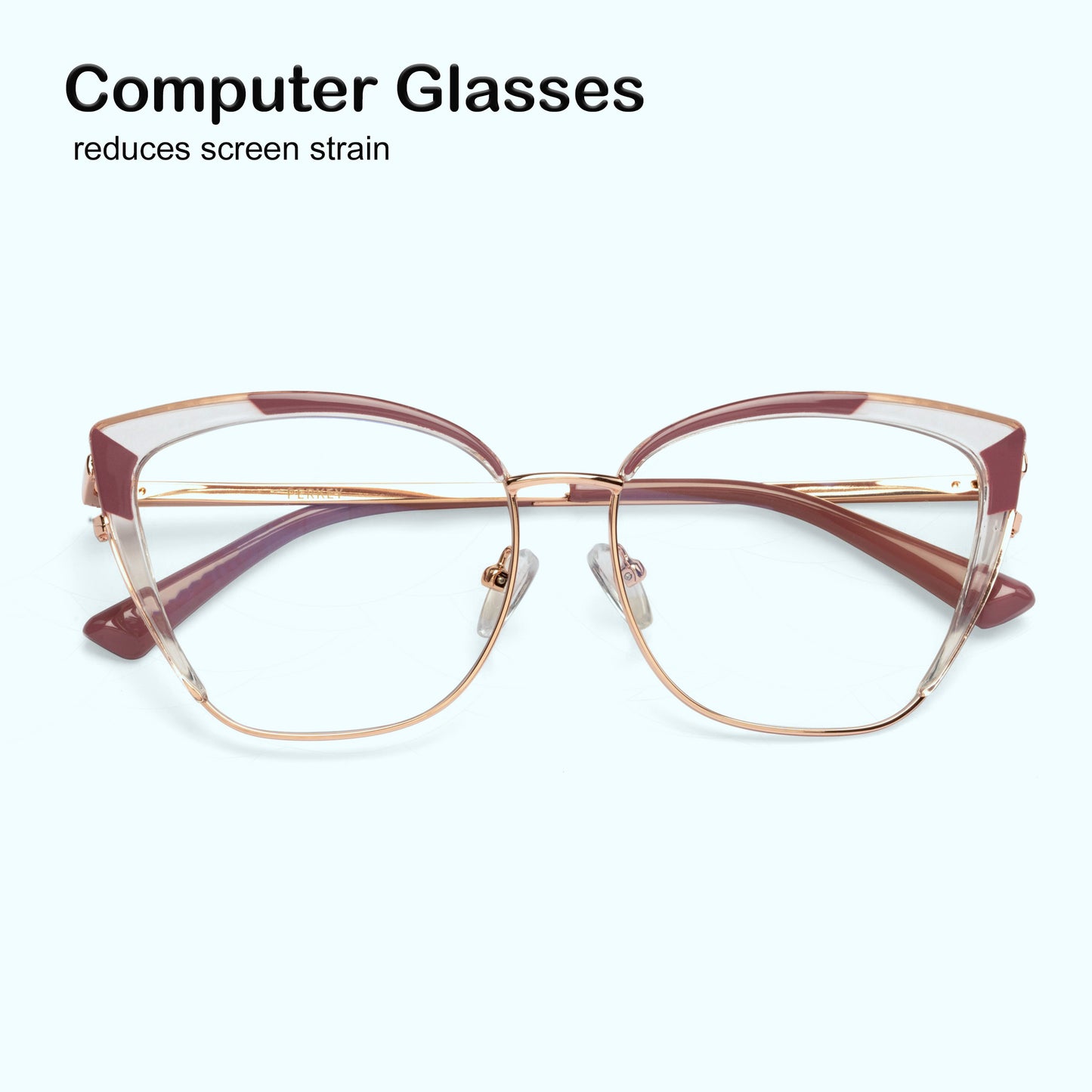 PERKEY Full Rim Cat Eye Blue Light Cut & Antiglare Computer Eyeglasses For Women | Stylish | - OPTL0018-C4