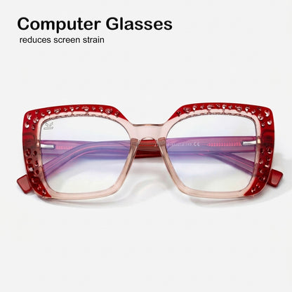 PERKEY Square Full Rim Computer Glasses for Women - OPTL0020-C3