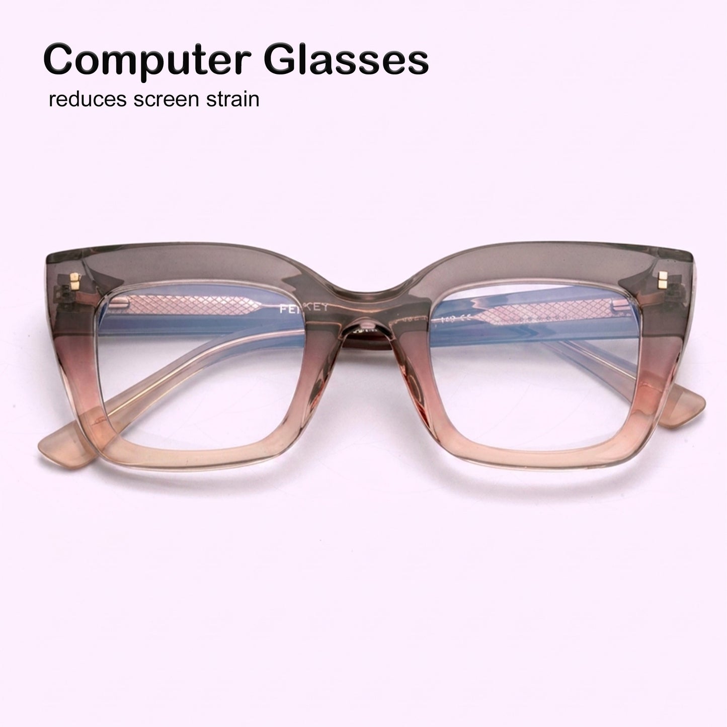 PERKEY Full Rim Retro Square Blue Light Cut & Antiglare Computer Eyeglasses For Women | Bold Style | - OPTL0016-C4
