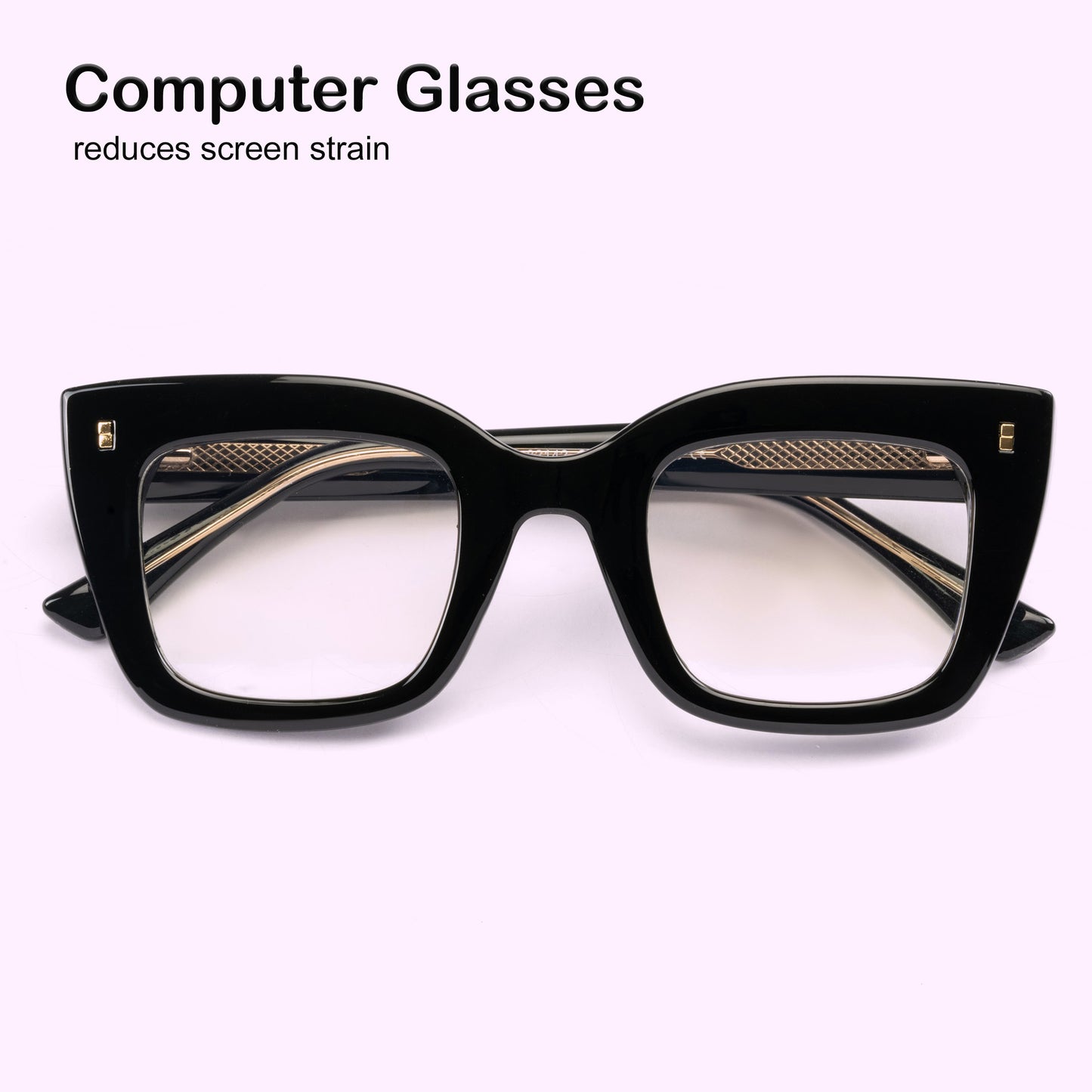 PERKEY Full Rim Retro Square Blue Light Cut & Antiglare Computer Eyeglasses For Women | Bold Style | - OPTL0016-C1