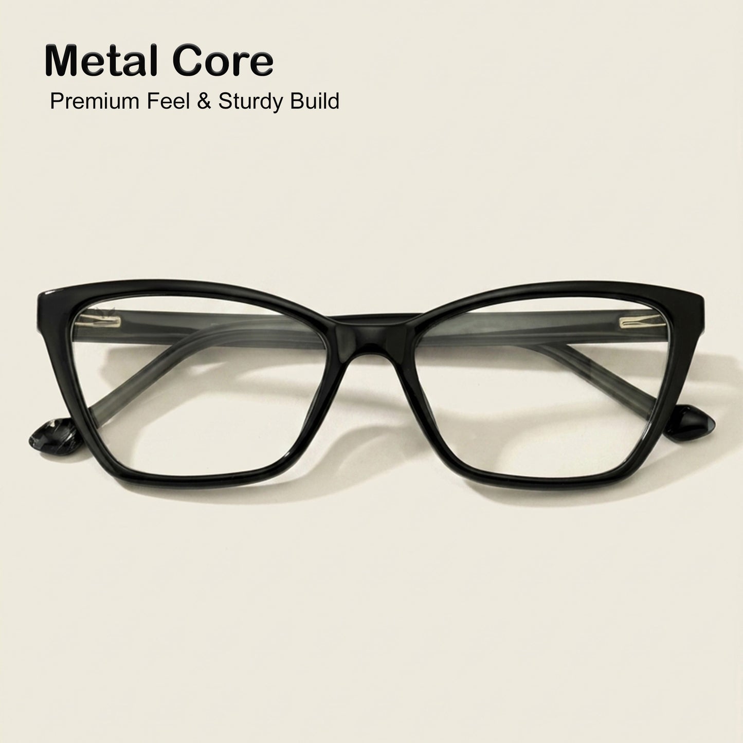 PERKEY Soft Cat Eye Full Rim Black Eyeglass Frame For Women - OPTL0021-C1