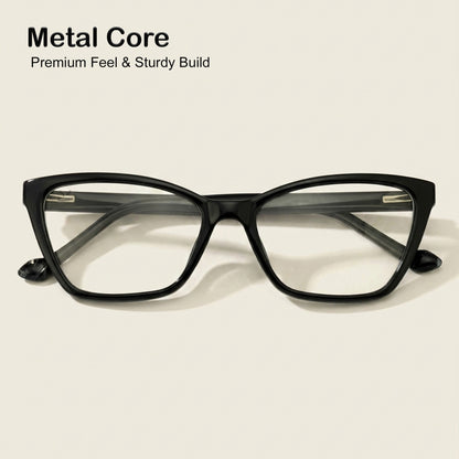 PERKEY Soft Cat Eye Full Rim Black Eyeglass Frame For Women - OPTL0021-C1