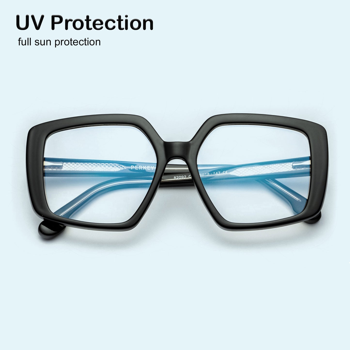 PERKEY Full Rim Square-Oversized Black Computer Glasses For Men Women - OPTL007-C1