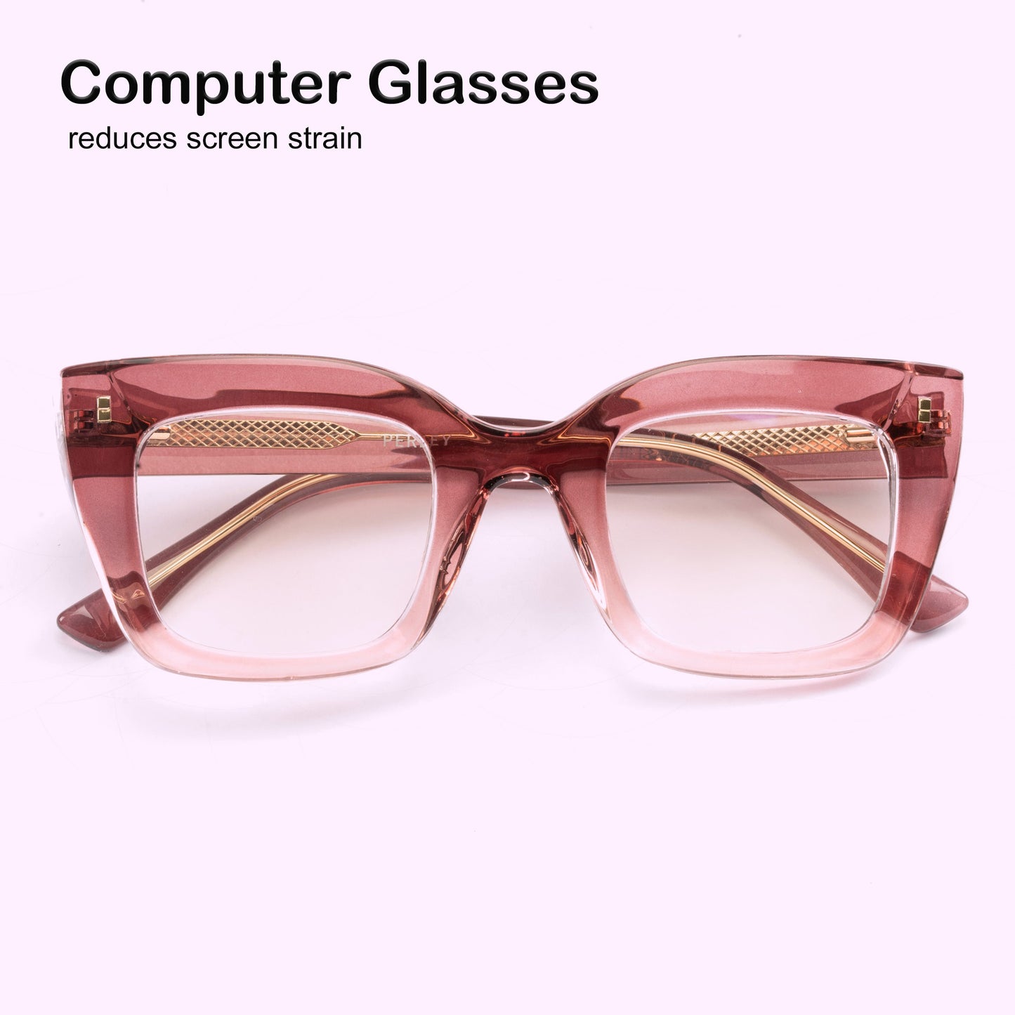 PERKEY Full Rim Retro Square Blue Light Cut & Antiglare Computer Eyeglasses For Women | Bold Style | - OPTL0016-C3