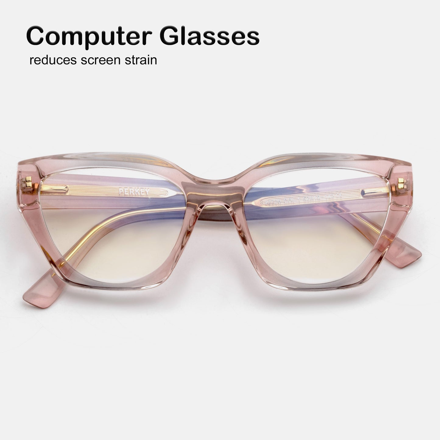 PERKEY Full Rim Cat Eye Blue Light Cut & Antiglare Computer Eyeglasses For Women | Bold Style | - OPTL0017-C3