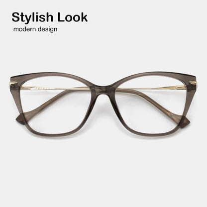 PERKEY Full Rim Cat Eye Transparent Grey Eyeglass Frame For Women - OPTL0023-C2