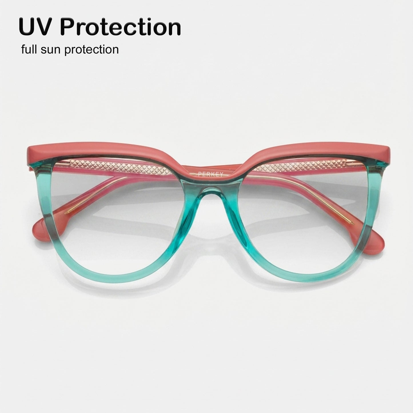 PERKEY Full Rim Oversized-Cat Eye Blue Light Blocking Computer Glasses For Women - OPTL006-C3