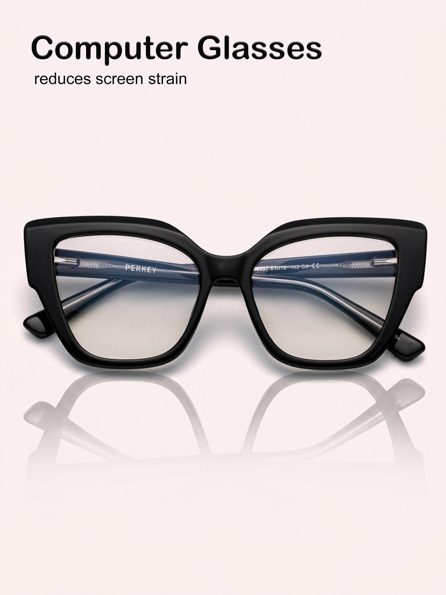 PERKEY Full Rim Cat Eye-Oversized Computer Glasses For Women - OPTL001-C1