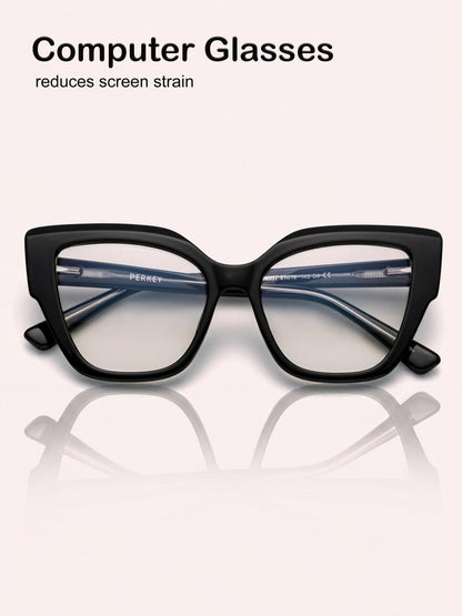 PERKEY Full Rim Cat Eye-Oversized Computer Glasses For Women - OPTL001-C1