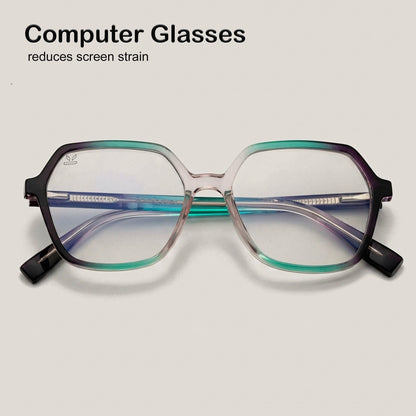 PERKEY Square Full Rim Blue Cut Light Glasses for Women - OPTL0019-C2