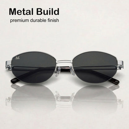 Perkey Oval UV Protection Sunglasses For Men & Women Stylish – PRKY0022-C1