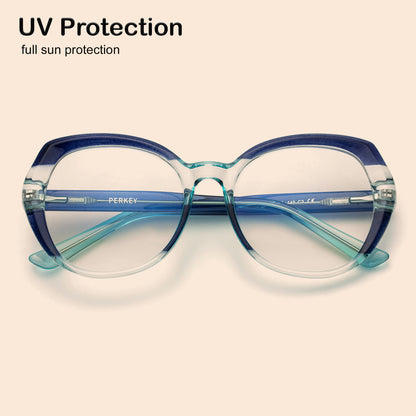 PERKEY Full Rim Oval Blue Light Blocking glasses Spectacles Frames Women - OPTL004-C3