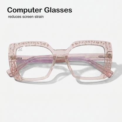 PERKEY Square Full Rim Anti Glare Specs for Women - OPTL0020-C4