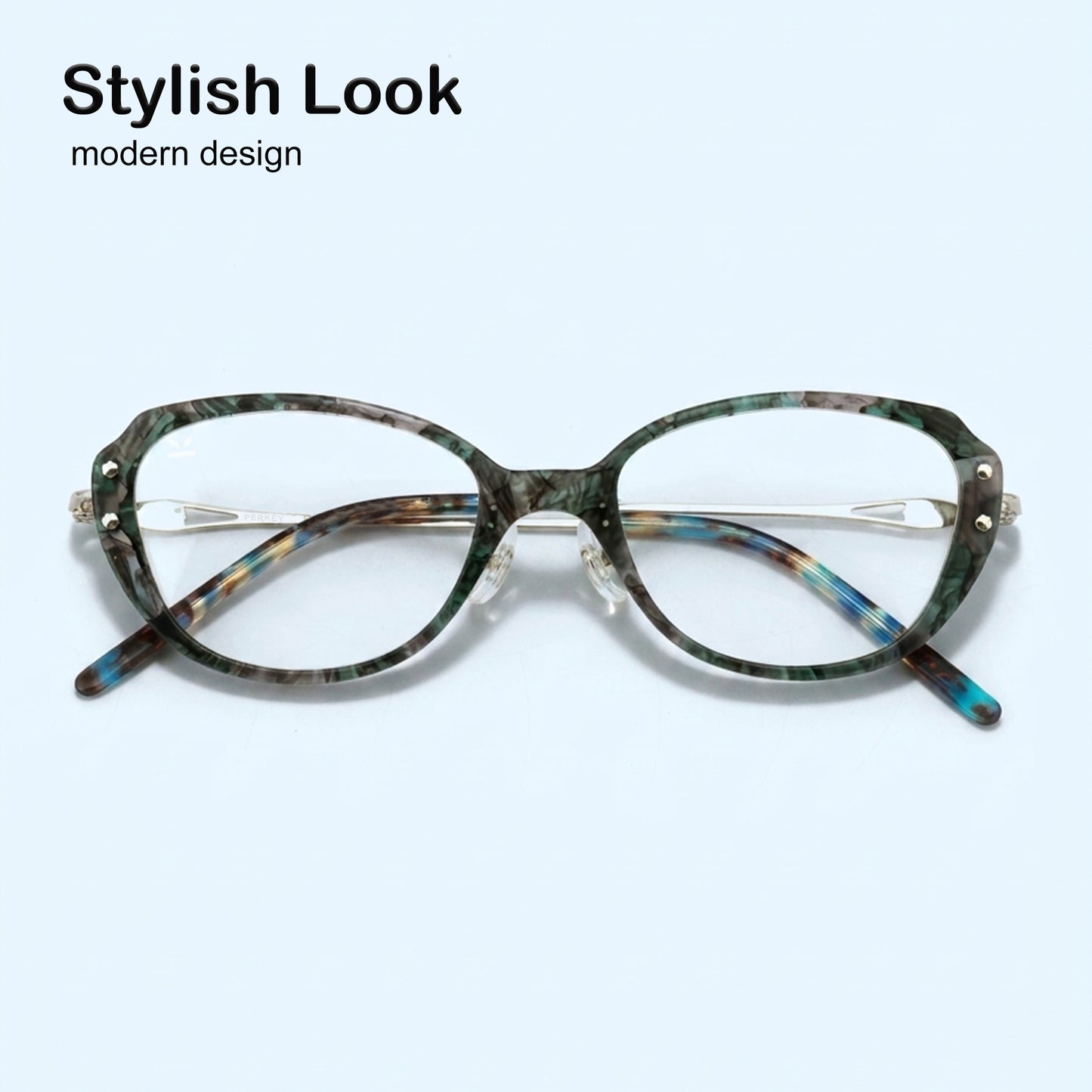PERKEY Small Fit Oval Green Fusion Eyeglass Frames For Women - OPTL0025-C4