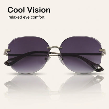 PERKEY UV Protected Stylish Rimless Sunglasses For Women - PRKY0015-C1