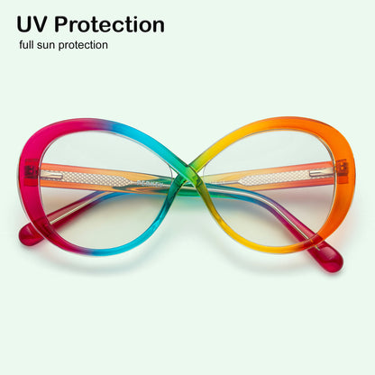PERKEY Full Rim Oval-Oversized Computer Glasses For Eye Protection Spectacles Frames Men Women - OPTL0013-C4