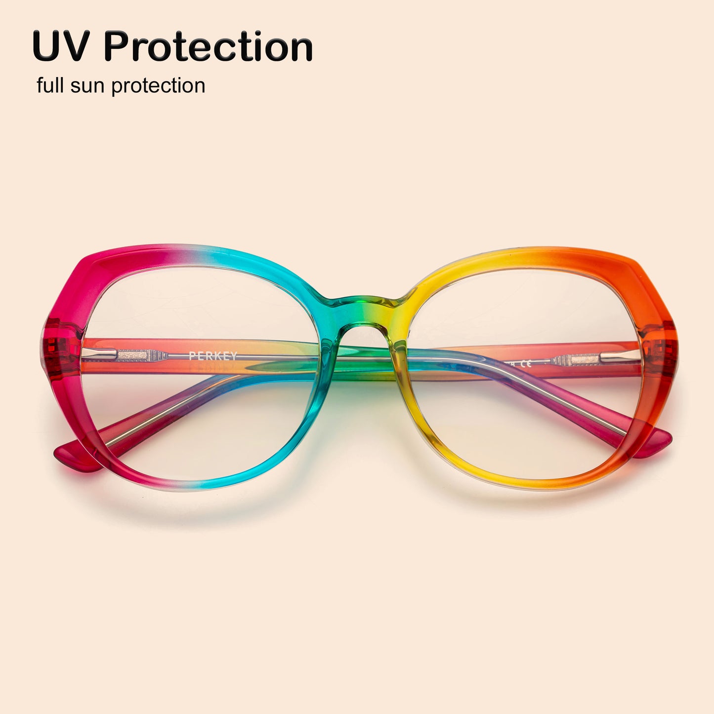 PERKEY Full Rim Oval Multicolor Blue Cut Spectacles Frames Women - OPTL004-C2