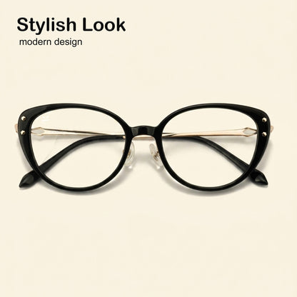PERKEY Full Rim Soft Cat Eye Black Spectacle Frames For Women - OPTL0026-C1