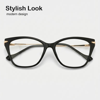 PERKEY Cat Eye Black Glossy Spectacle Frames For Women - OPTL0023-C1