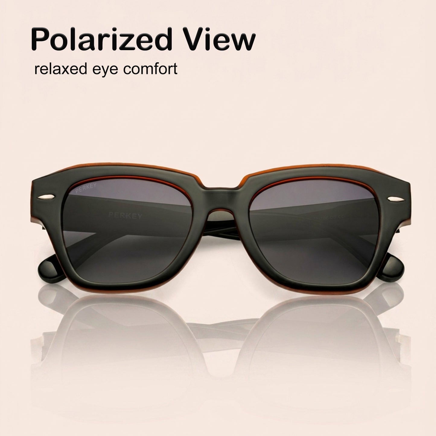 PERKEY Square Black UV Protected Polarized Sunglasses For Men & Women - PRKY004-C4