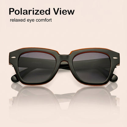 PERKEY Square Black UV Protected Polarized Sunglasses For Men & Women - PRKY004-C4