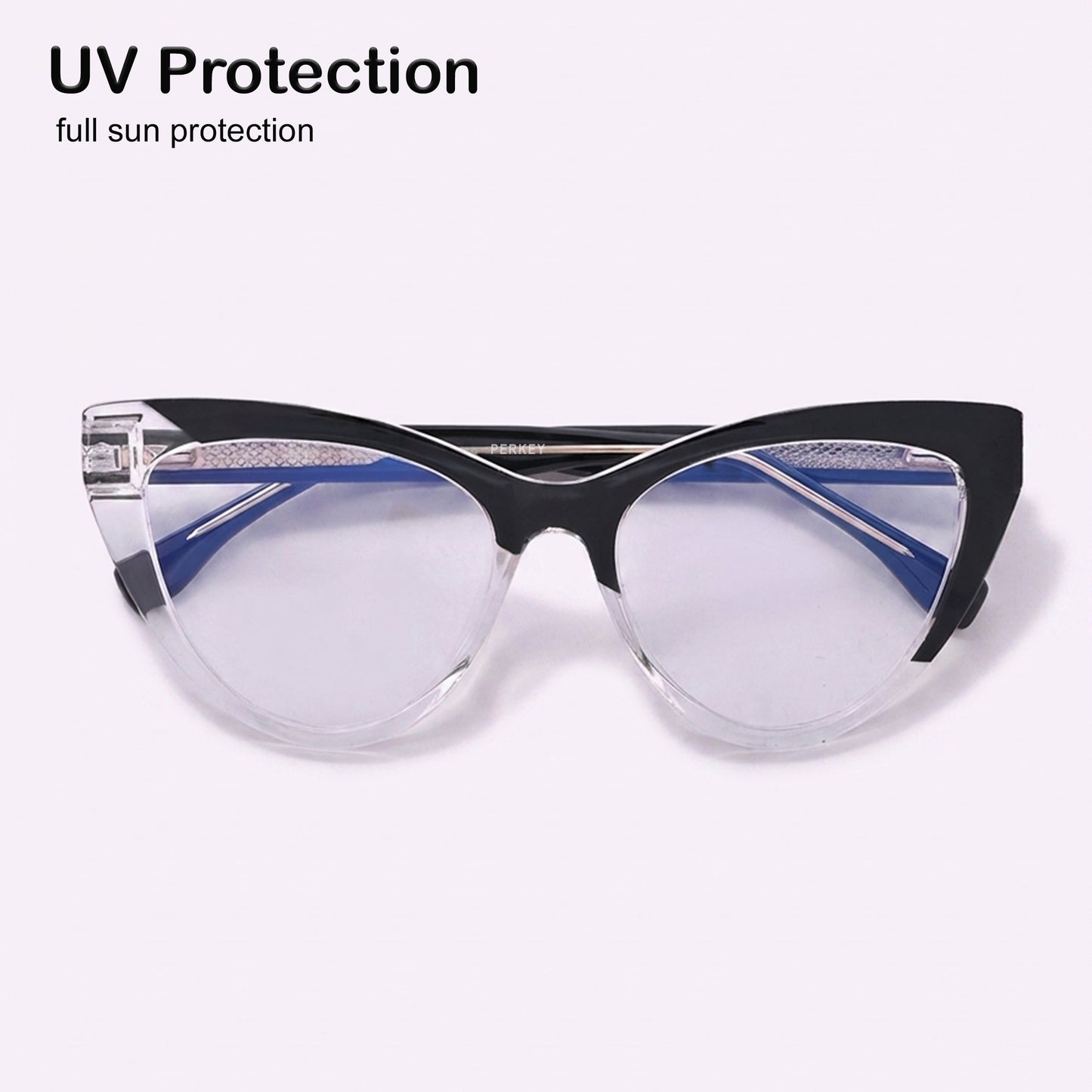 PERKEY Cat Eye Black White Fusion Computer Glasses For Women - OPTL0010-C4