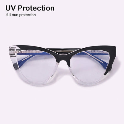 PERKEY Cat Eye Black White Fusion Computer Glasses For Women - OPTL0010-C4