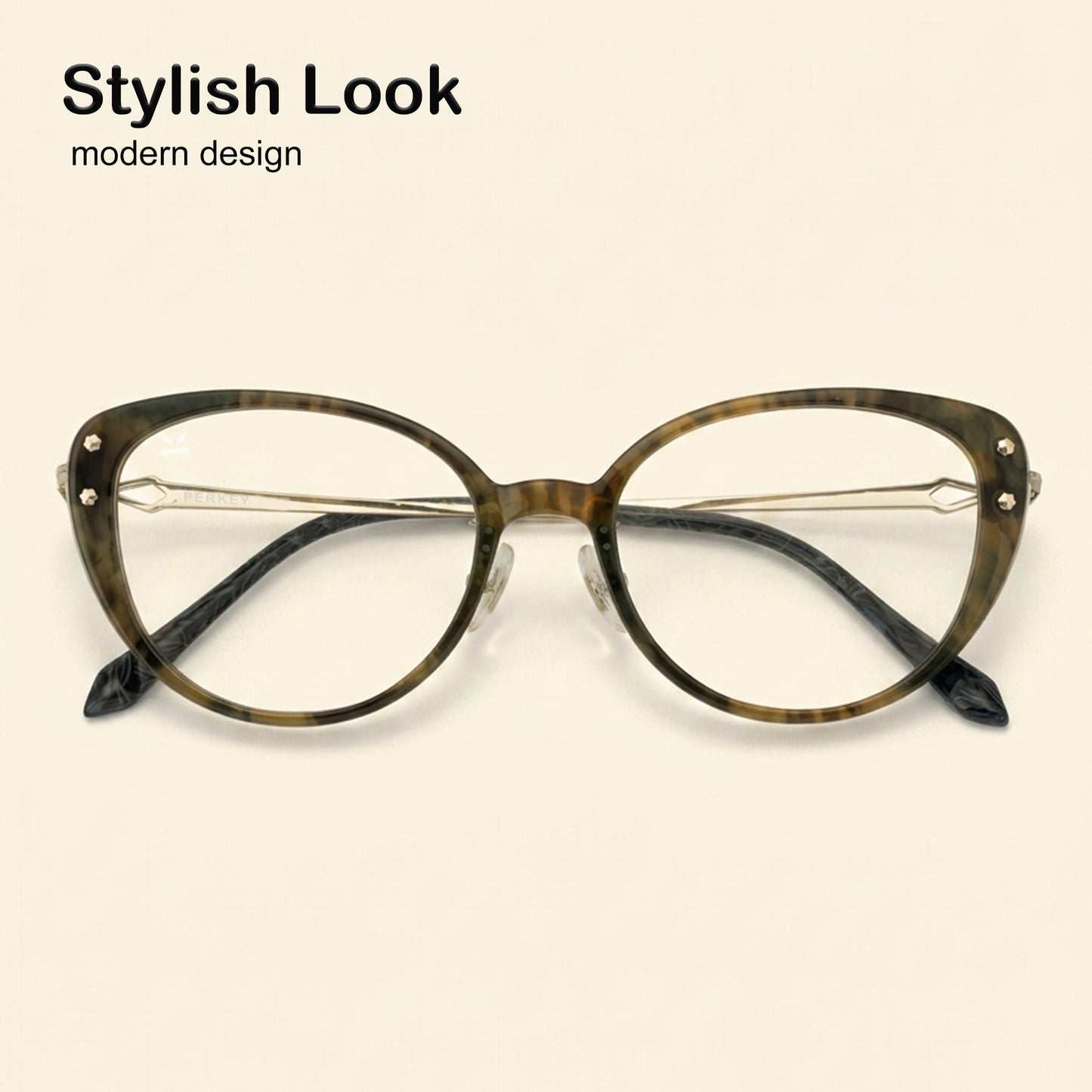 PERKEY Full Rim Soft Cat Eye Tortoise Print Eyeglass Frame For Women - OPTL0026-C3